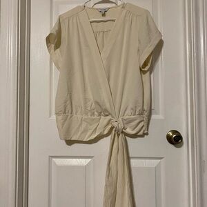 Nine West Cream Tie-Front Blouse